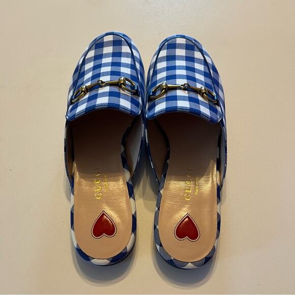 Gucci Princetown Horsebit Loafer Mule Fabric Gingham Checkered NEW  EU 36 US 6 - Picture 6 of 13